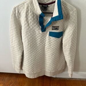 Patagonia Organic Cotton Quilted Pullover in Cream and Blue